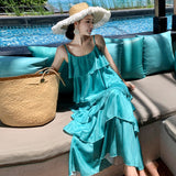 2025 Summer Gentle Temperament Lotus Leaf Side Cake Skirt Hanging Dress Female Sanya Holiday Dress