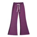 2025 New Hottie Sexy Low-Rise Purple Casual Pants Women Summer Thin Drawstring Soft Comfortable Horn Pants