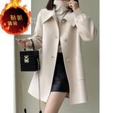 Spring And Autumn Thin 2025 Autumn And Winter New Long Love Buckle Thin Coat Doll Collar This Coat Top Woman