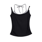 762# Human Cotton Vintage Babes Design Sense Hanging Neck Sling Vest Women Summer Back To Wear Repair Body
