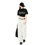 Mali Spring And Autumn 2025 New High Waist Open Bags Of Flided Design Loose Broad Legged Trousers