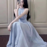 Sleeveless-Coaled Neck Dress Women's Spring 2025 New Seaside Resort Design Temperament French Waist-Waisted Skirt