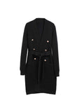 Beverly Famous Gold Button Temperament Coat In The Long-Skin Knitted Sweater