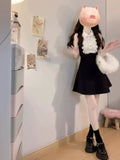 Rich Family Gold High-End Feeling Black Sleeveless Vest Dress Summer Lace Design Feeling Waist A Word Fluffy Skirt