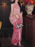 [Manjushahua] New Chinese Old Money Style Squint Embroidered With Sleeveless Vest Outside + Velvet Burning Flower Dress