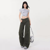 Micro-Razhu Sailwork Jeans Spring And Summer New High-Waisted Loose Broad-Legged Trousers Women Kaqi Dress Trousers