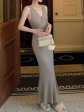 Muse Beauty God_Elegance Curve V Tie With Fishtail Sleeveless Dress ~