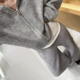 Waffle Knitted Trousers Spring And Autumn New Loose Leisure Lazy Elastic Tight Waist Broad Leg Trousers