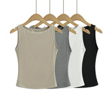 Vintage Black Sling Vest Wears Summer New Sleeveless T-Shirt Short Bottom Top