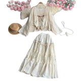 Yunnan Dali Tourism Holiday Wearing A Female Sweet Tuxedo Sling Sling Vest Lace Splicing High Waist Half-Dress Suit