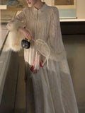 Heavy Industry Press Lace Fox Hairy Dress Women's New Chinese Court Loose Dress In Autumn And Winter