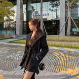 Korean Chic Autumn And Winter Retro High-End Belt Hair Coat Loose Small Hooded Cape Coat 3 Colors
