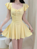 Strict 2026 New Purpure Body Thin Belly Conservative Student Dress Fresh Pure Swimsuit