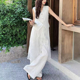 White Temperament Is A Beautiful Vest Suit Women's Summer 2026 New Lace Hoodie T-Shirt Stacked With Wide-Legged Pants Three Sets