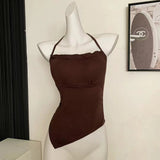 700# People Cotton Babes High-End Wooden Ear Design Hanging Neck On The Back Of The Woman With Breast Pad Lazy Sling Vest