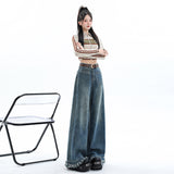 Hairy Broad-Legged Jeans Women's Spring Summer 2025 New High-Rise Loose Light Design Feeling Dredging Trousers