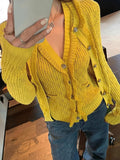 Early Autumn Sweet Lemon Jennie The Same Money Yellow Knitting Vest + Open Shirt White Suit Woman