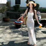 2025 Holiday Style Millennium Lace Skirt Fishtail Skirt With White Thoracic Top + Outer Coat