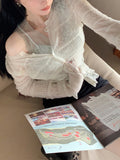Series This Summer Soft Sister Hollow Long Sleeves To Receive Waist Thin Knitted Cardigan
