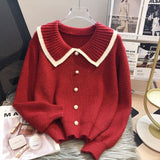 Autumn And Winter Sweater Sweet Doll-Collar Sweater Cardigan Women 2025 Hit The New Net Red Knitted Jacket Tide