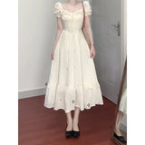 French Sweet Dress Women's Summer Design Small Hollow Princess Dress Tea Rest Gentle Wind Waist Long Skirt