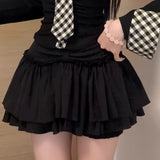 Spice Girls Thin Collar Pure Lusty Long-Sleeved Top Spring And Autumn High Waist Half-Body Short Skirt College Style Jk Suit Woman