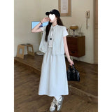 Summer New Large-Size Leisure Light And Breathable Vest Body Masked Skirt Temperament Commuting Two Sets