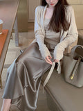Manly Inclined Microfish Tail High Than Acetic Acid Half Dress Glossy Slim Temperament Half-Dress Dress Dress Dress