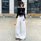 Vintage | Slash Design | Wide-Legged Denim Trousers Cownim Trousers