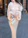 Fumbs Set Reiki Autumn Suit Beautiful Enough Hairy Shawl Chain Hanging Dress Woman