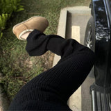 Waffle Knitted Trousers Spring And Autumn New Loose Leisure Lazy Elastic Tight Waist Broad Leg Trousers
