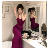 Yujie Wind Sling Dress Women Summer New Hot Girl Sexy Ass Long Dress Body To Close The Waist Pure Fishtail Skirt