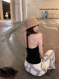 10188 # Summer Korean Version Of The Swing Tie Hanging Neck Sling Vest Women Sleeveless Slimming Back All-In-One With Chest Cushion