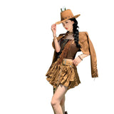 2025 Autumn And Winter Tourism And Holiday Style Leisure Northwest Wearing A Small Coat + Breast + Half Skirt Western Cowboy