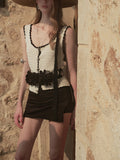 Cotton-Blend Fancy Yarn Vintage Fragrant Knitted Sling Elegant Half-Dress Skirt Fashion Set