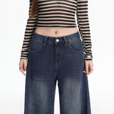 2026 Vintage Blue Bamboo Festival Straight Jeans Women's Design Sense Of The New Narrow Version Of Broad-Legged Thin Drag Pants