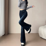 High-Rise Non-Legged Micro-Tight Jeans Women 2026 Autumn And Winter New Slim Slimming Super Fire Trumpet Pants
