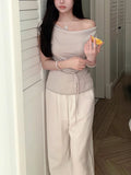 Swing T2.0 Summer Trendy 100 Lysier Tiansi Temperament Short-Sleeved T-Shirt Inclined Shoulder Dress Woman