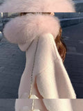 [Warm Cloud Environment] Large Woolen Hooded Sweater Cardigan Jacket Women's Autumn Knitted Shirt White