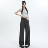 Suit Pants Women's Spring And Autumn Thin High Waist-Hanging Casual Gray Summer Narrow Version Of Drag Straight Broad Leg Sunscreen Pants