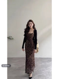 Pure-Hearted Sexy Vest Sling Leopard Dress Women 2025 Summer New Waist Thin Ass Long Skirt