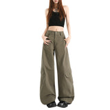 Nine Points Design Sense Retro Babes Scissors Trousers Set Thin Multi-Pocket Broad-Legged Workwear Casual Pants Wide