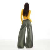 25 Autumn And Winter New Washing Faetyle Fabric High Waist Thin Design Loose Broad Leg Leisure Pants Women