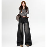 2025 Plus Plus Thick Broad Leg Pants Women's Jeans Vintage Hot Trousers Jeans Women's Long Pants