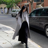 Light Gray Hair Coat Woman 2025 Autumn And Winter New Long Loose Temperament Korean Version Of The Coat Woman