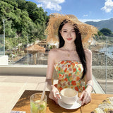 Yellow Out-To-Shoulder Short-Term Waist-To-Corset Blouse Half-Dressed Two Sets Of Summer Hot Girls Giant Good-Looking Suit