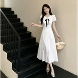 French First Love Doll Collar Giant Good-Looking Dress Women Summer College Style Gentle White Short-Sleeved Temperament Long Dress