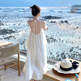 Summer Beautiful Beautiful Beach Dress Women's Seaside Vacation Bare Back Hanging Neck Hanging Dress Super Fairy