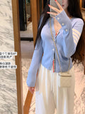 Three-Color Into The Silk Wool Tb Knitted Open Shirt Loose Thin Coat Fashion Spring