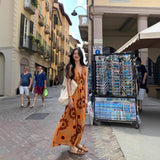 Suitable For Travel To Thailand To Wear Seaside Holiday Temperament Print V Collar Dress Bohemian Beach Dress Summer